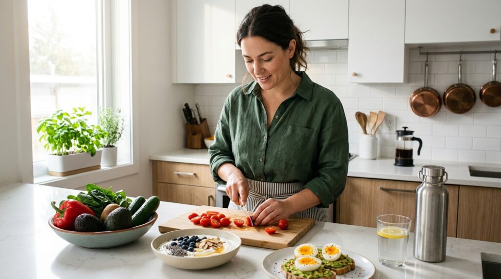Microhabits for weight loss healthy breakfast and meal prep setup