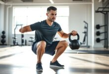Everyday exerciser applying principles from Cristiano Ronaldo workout routine with kettlebell training in modern gym